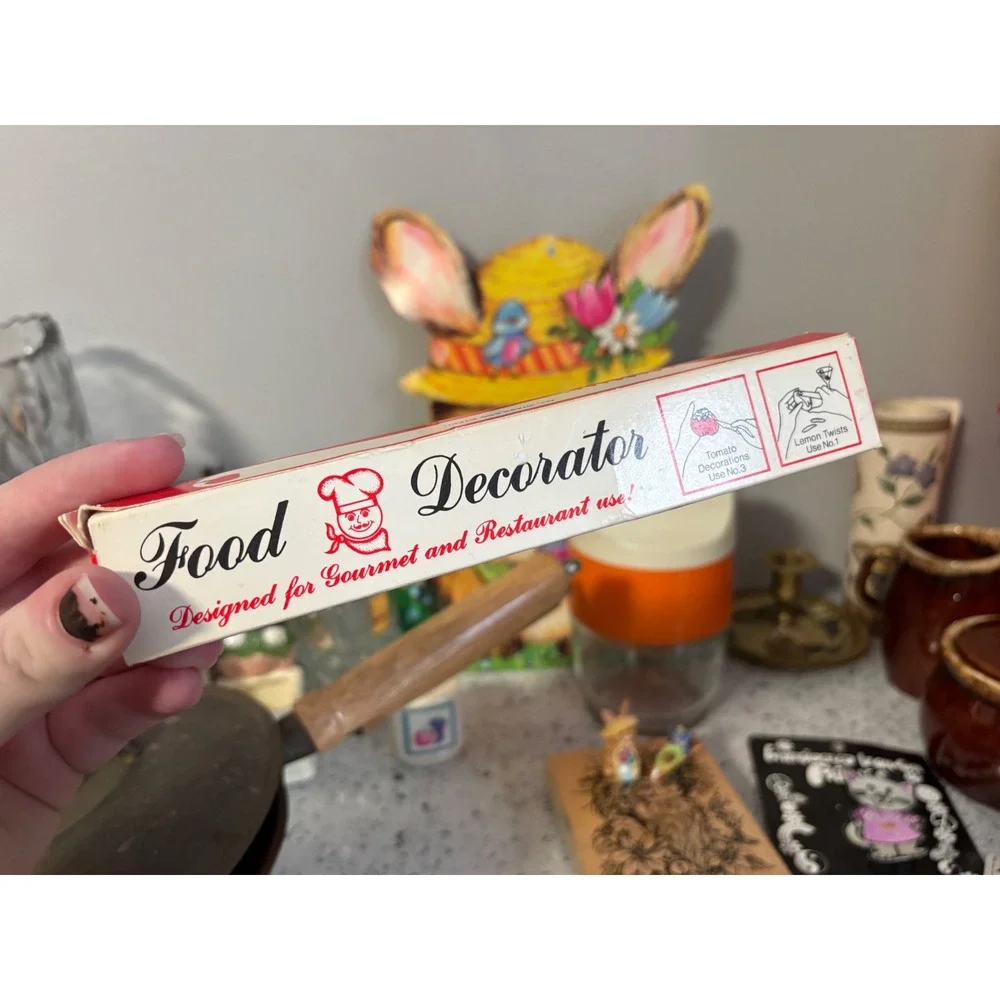 Vintage Food Decorator Knife Serrated Blade‎ Stainless Steel for Garnishes